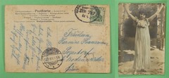 DR WHO 1906 GERMANY BAHNPOST TPO PRETTY LADY POSTCARD TO BODENWORDER R36950