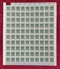 Germany #268, 800,000marks over 1000mk Hyperinflation Mint sheet/100 (R12-107/1)