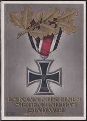 VINTAGE GERMAN 1939 POSTCARD for 2nd CLASS IRON CROSS MEDAL – RARE!! (ITEM0431)