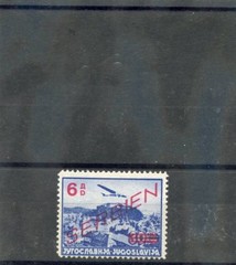 SERBIA Sc 2NC13(MI 28)*F-VF OG 1941 6D/30D BLUE, AIRMAIL $22