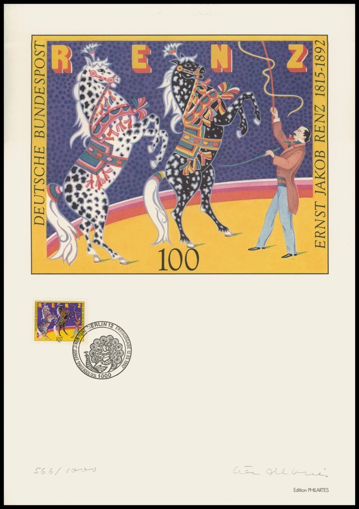 ART-EDITION 1992 GERMANY 1600 ZIRKUS RENZ DRESSUR PFERDE – Ltd. 1.000!!!