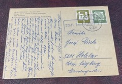 Vintage German postcard Germany Postal card Bundespost Brodersby Boat w stamp