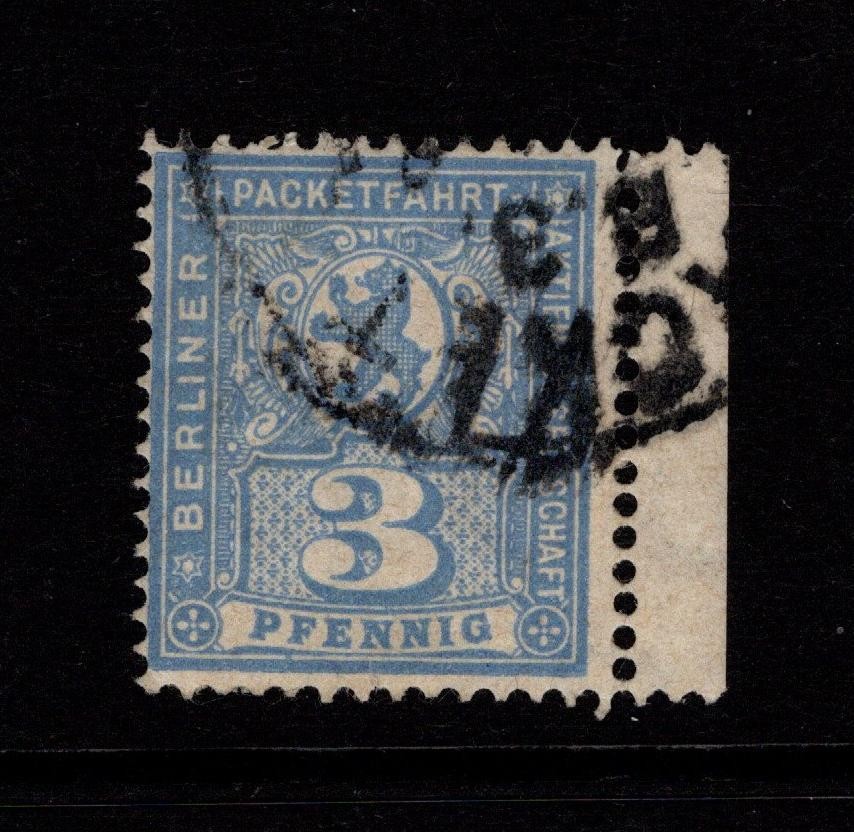 Germany Late 1890s 3p Blue Berlin Private Post Used / Right Margin – S58684