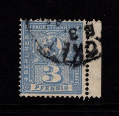 Germany Late 1890s 3p Blue Berlin Private Post Used / Right Margin – S58684