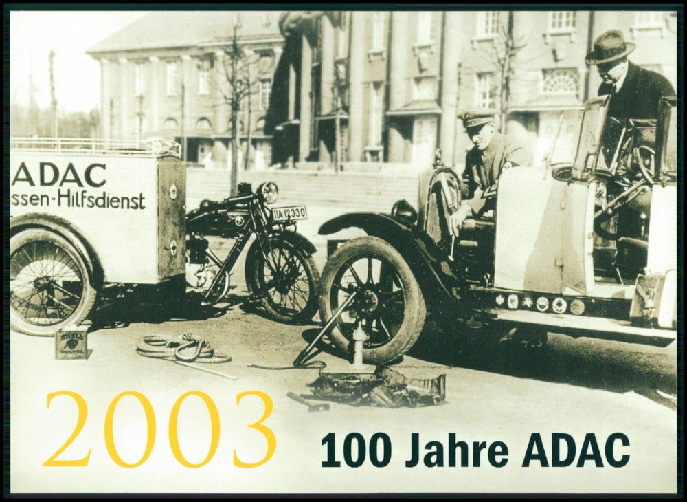 GERMAN POST ANNIVERSARY-CARD 2003 ADAC AUTOMOBILE CLUB CARS MOTORCYCLE ‚m2884