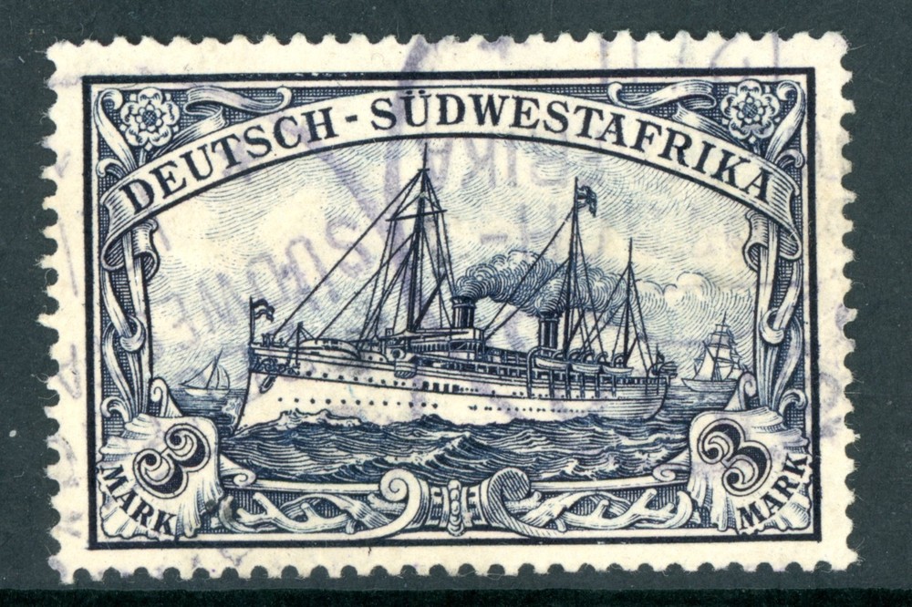 Germany 1901 SWA Southwest Africa 3M Black Violet Unwmk Ship Scott #24 VFU H191