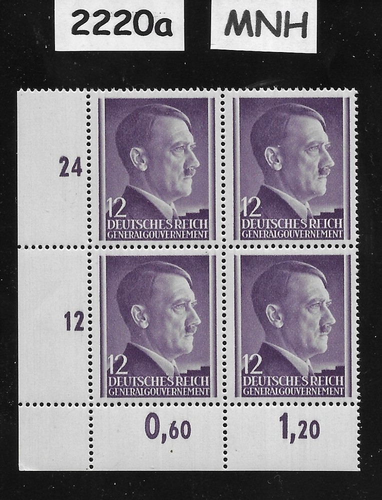 MNH Stamp block Sc N80 / Adolf Hitler 12 GR Germany Occupied Poland #2222a
