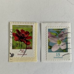 13 Germany stamps~2005-2019~Flowers~nasturtium~cornflower~bleeding heart~cosmos
