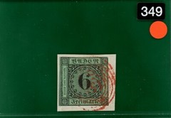 Germany BADEN 1851 6kr RED *154* Walldurn Numeral Piece Scott.3var ORANGE349