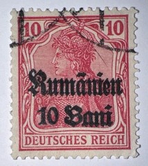 Travelstamps: 1918 Germany Stamps Romania 10 Bani on 10pf, Used, Ng Wmk