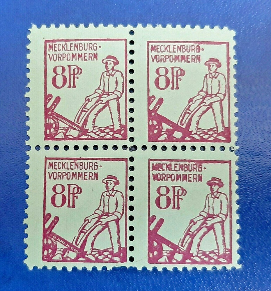 Germany Stamps Allied Occupation 4x 8 Pfennig 1945 Block SBZ Mi. Nr. 13 (19767)