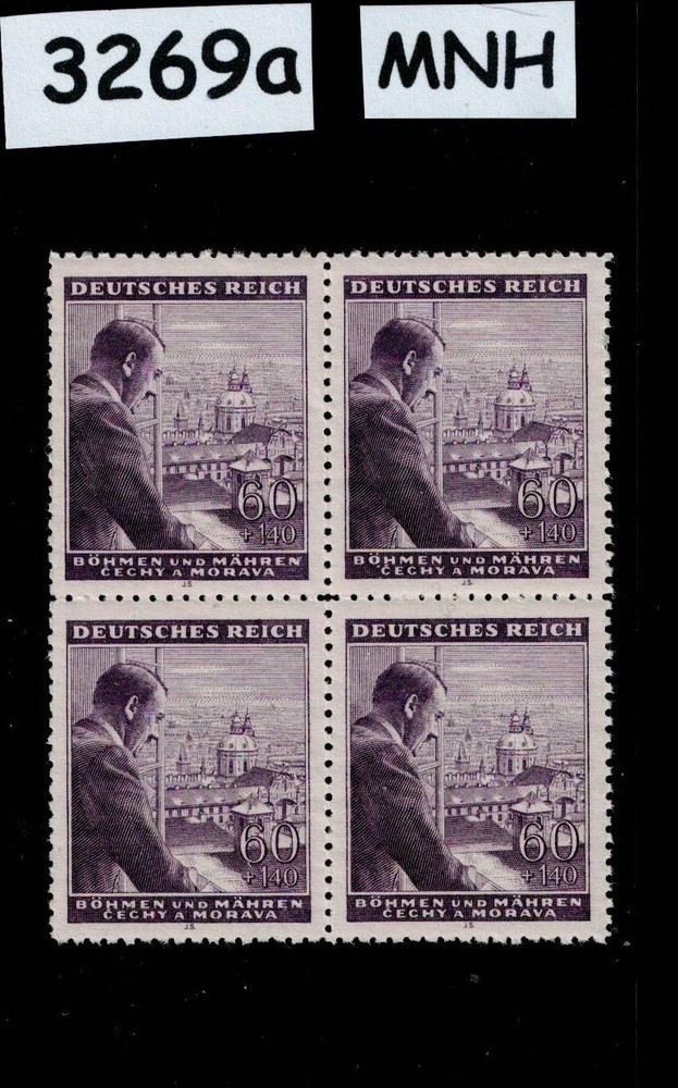 MNH Stamp block B18 Adolf Hitler 1943 Birthday WWII Germany occupation #3269a