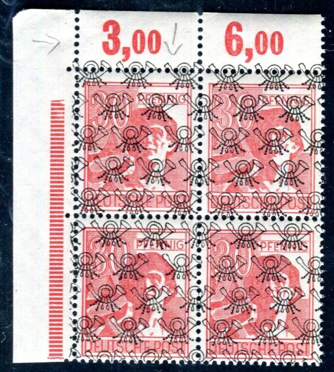 BIZONE 1948 46I POR dgz ** MNH CORNER BLOCK OF FOUR 300€(D8332