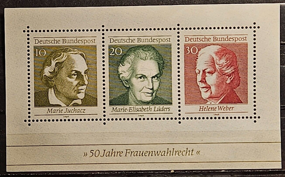 Germany Stamp Sc 1007, Mini Sheet of three, MNH F/VF (411G6.50)