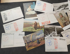 WW2 WWII Vintage Antique German Pre-Stamped Postcards w WAFFEN Elite ink stamps