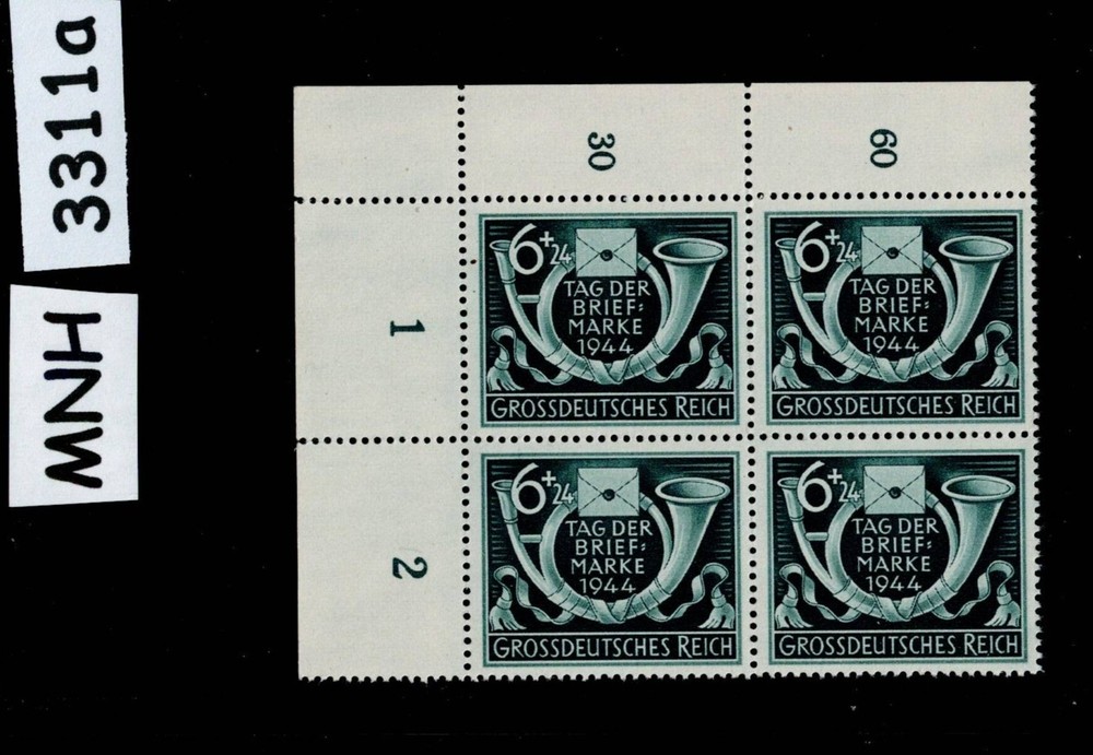 MNH Block Sc B288 / 1944 Third Reich Stamp collectors‘ day Brief Marke #3111a