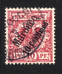 Reichpost Stamp „Offices in Morocco“ 10 Pf Overprint 10 centimos