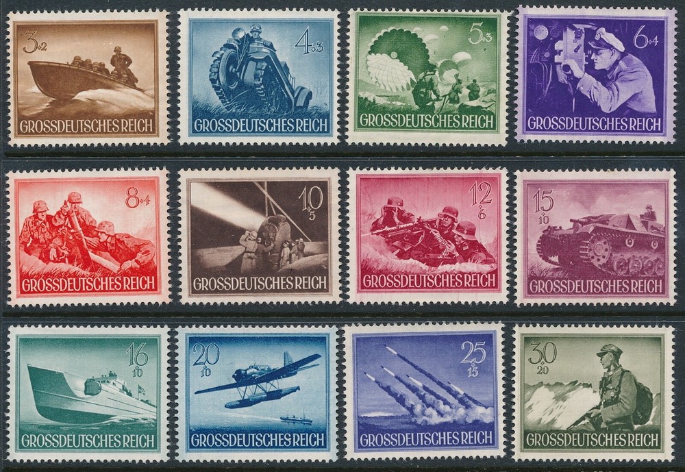 Authentic Lot Stamp Germany 1944 WWII War Tank Ship Wehrmacht Selection MNG