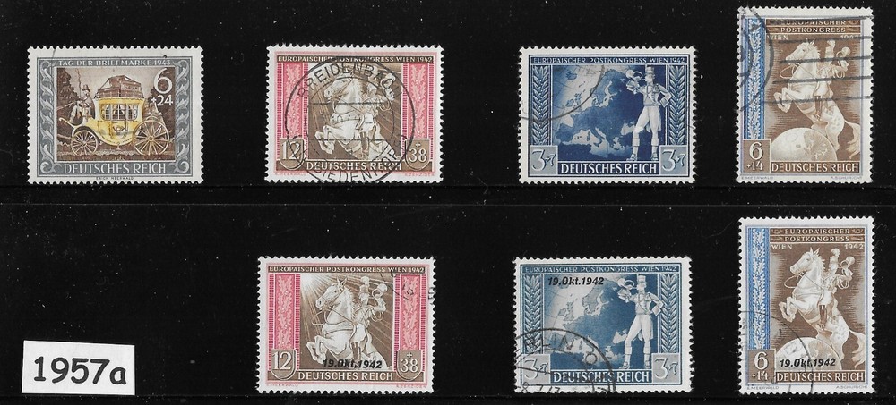 Stamp set with overprints B209-215 1942 Postal Congress Vienna Austria #1957a