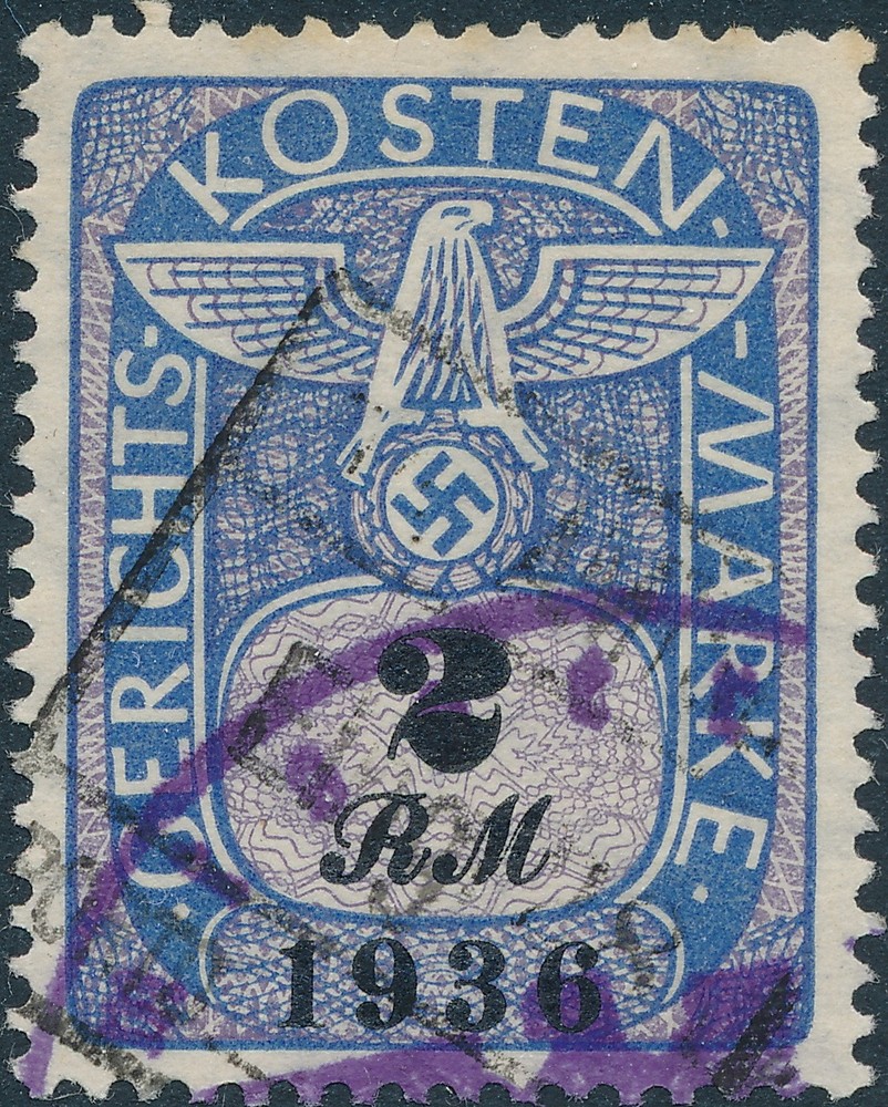 Stamp Germany Poland Revenue WWII Court Document Fee 1936 2 RM Used