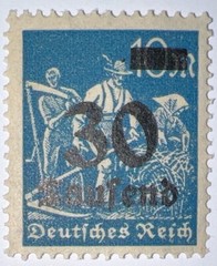Travelstamps: 1923 Germany Deutches Reich DR Inflation Stamp Mi 284/30,000 MNHOG