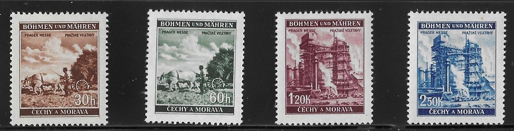 MNH stamp set Sc56 -59 Prague Fair Third Reich Occupation 1941 Czechoslovakia