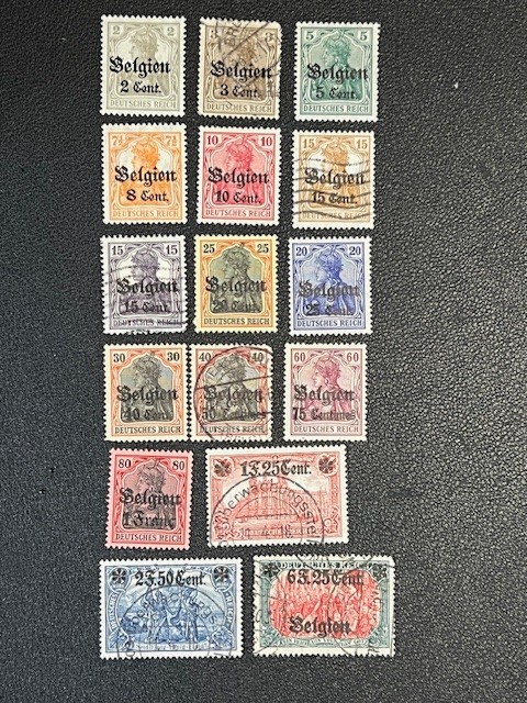 German Occup. of Belgium stamp N10-25 mixed MH and used