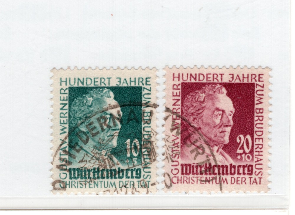 GERMANY FRENCH ZONE WURTTEMBERG 1949 8NB7-8NB8 VFU EXPERTIZED SCHLEGEL BPP