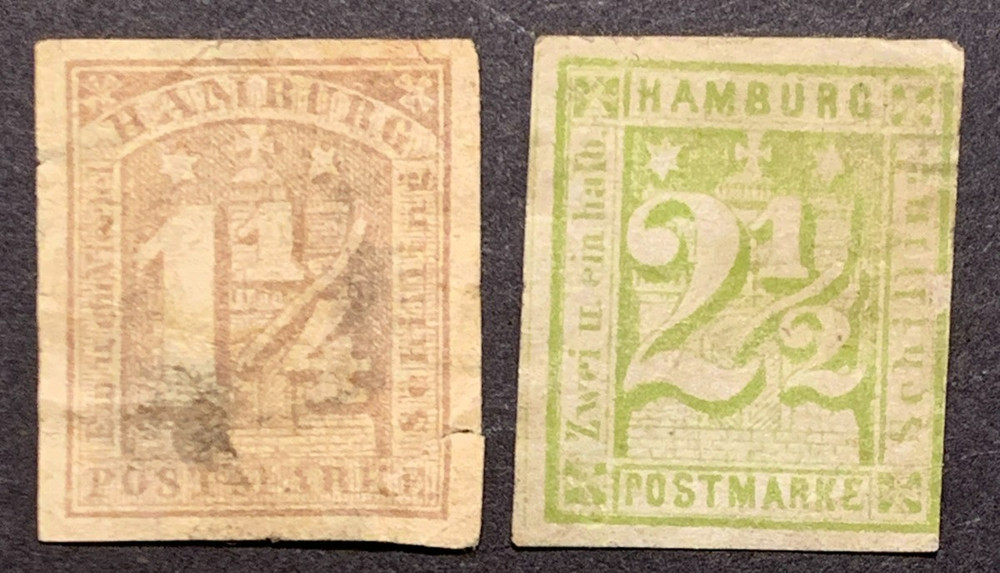 Germany Hamburg Stamps #22 & 23 Used, SCV $47
