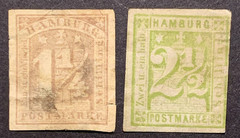 Germany Hamburg Stamps #22 & 23 Used, SCV $47