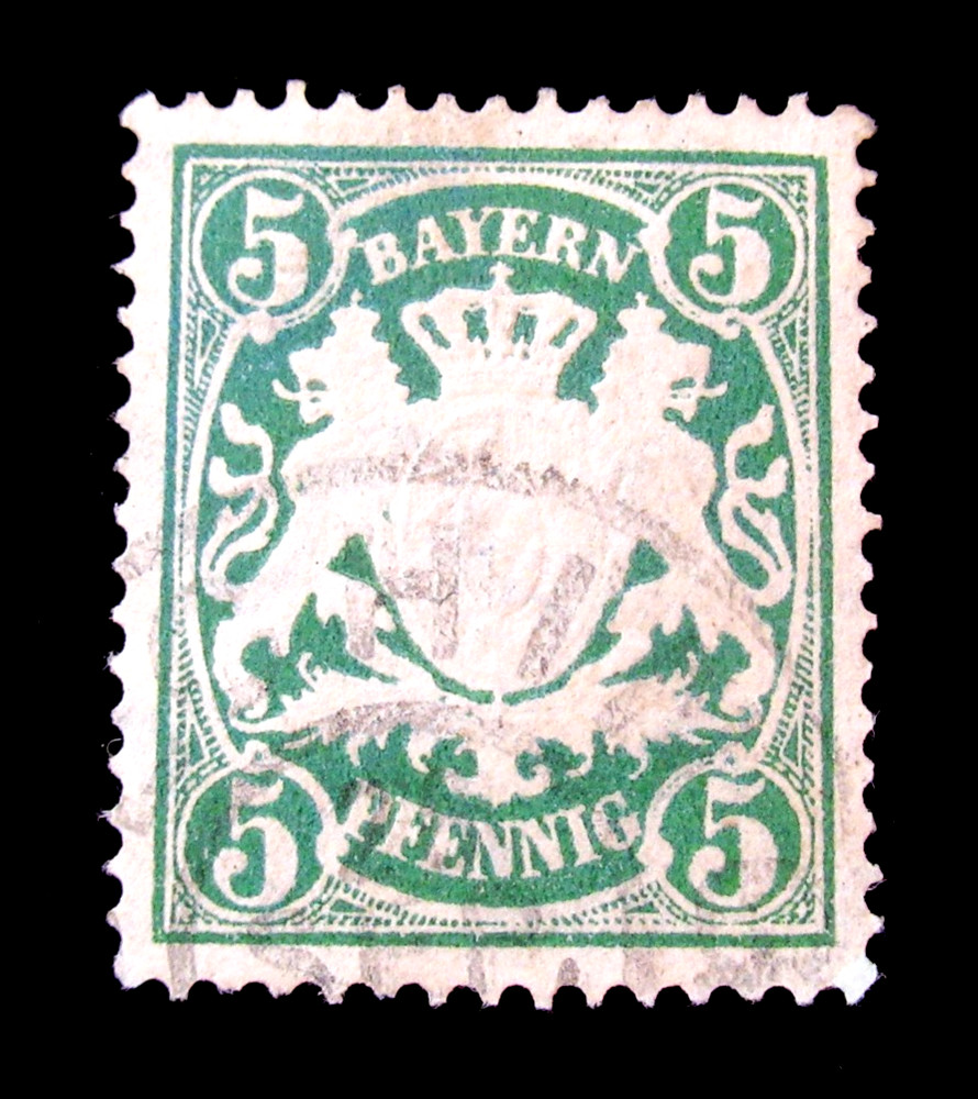Germany Bavaria Stamp Scott 59 Bayern 5 Pfennig Used NG