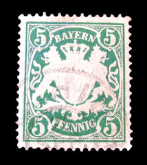 Germany Bavaria Stamp Scott 59 Bayern 5 Pfennig Used NG