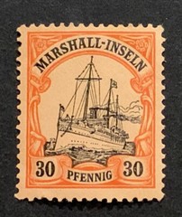 Travelstamps: GERMANY MARSHALL ISLANDS STAMP Kaiser’s Yacht Mint OG NH UNWMK 30p
