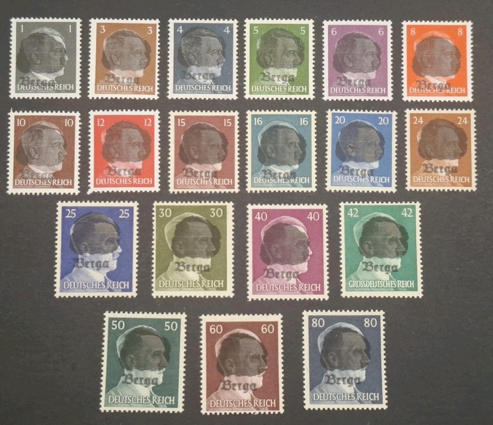 German Occupation 1941 Hitler Local Berga Saxony ** MNH Full Set