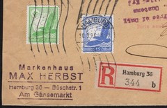 1936 German Registered Cover Hamburg to Covington, KY, Scott #C46, #C48 & #C57