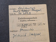 WWII German Third Reich Feldpost Postal Receipt Card Handwritten 1940s 200 RM