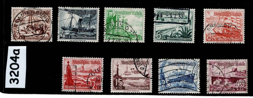 Used Stamp set B107-115 1937 Germany Third Reich Winter relief fund #3204a