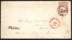 1873 Tans-Atlantic Leipzig, Germany, to Aurora, Ind., Cover w/Scott #19