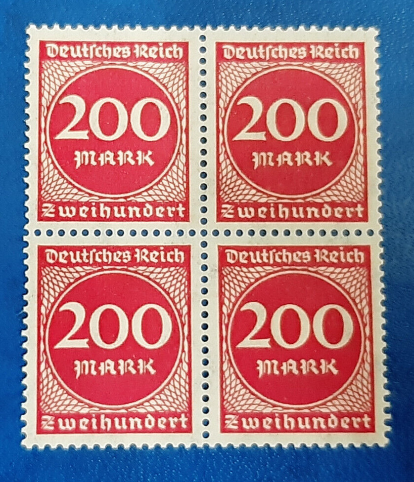 Stamps Germany Deutsches Reich 4x 200 Mark 1923 Block Michel Nr. 269 (26741)