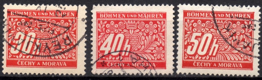 GERMANIA Boemia e Moravia 1939/1940 – Segnatasse – Usati 30/40/50 h. #S#DRM