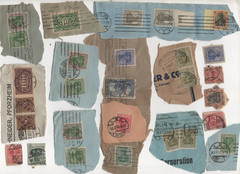 LOT Postal GERMAN Postage Stamps circa 1920s- (BIN# 49) used on paper