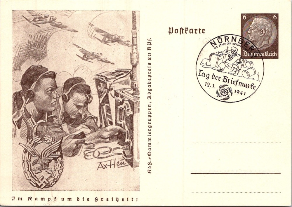 GERMANY 1941 WWII ILLUSTRATED MILITARY STATIONERY POSTCARD SPECIAL PICT POSTMARK