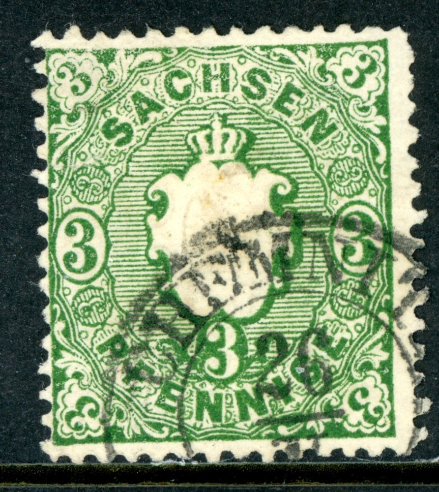 Germany 1863 Saxony 3pfg Blue Green Scott #15 VFU K870
