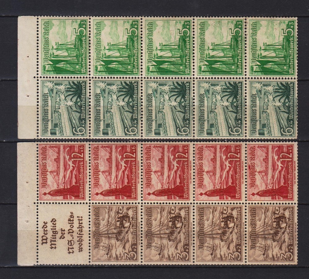 GERMANY REICH 1937. NAVY SHIPS BOATS H-Blat. Mi.# 109B/110B MINT NEVER HINGED