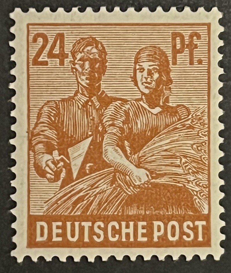Travelstamps: 1947 Germany Allied Occu. Stamps Sc #565 – 24pf Reapers Mint MOGH