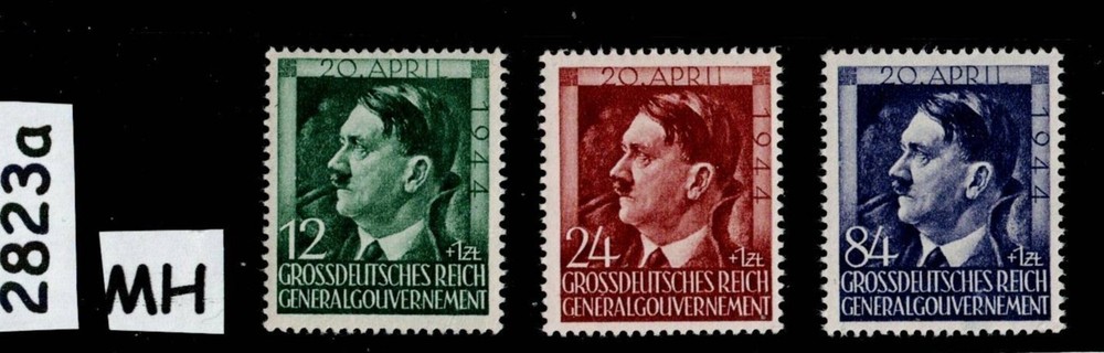 MH Stamp set NB33-NB35 1944 German occupation Poland WWII Adolf Hitler #2823a