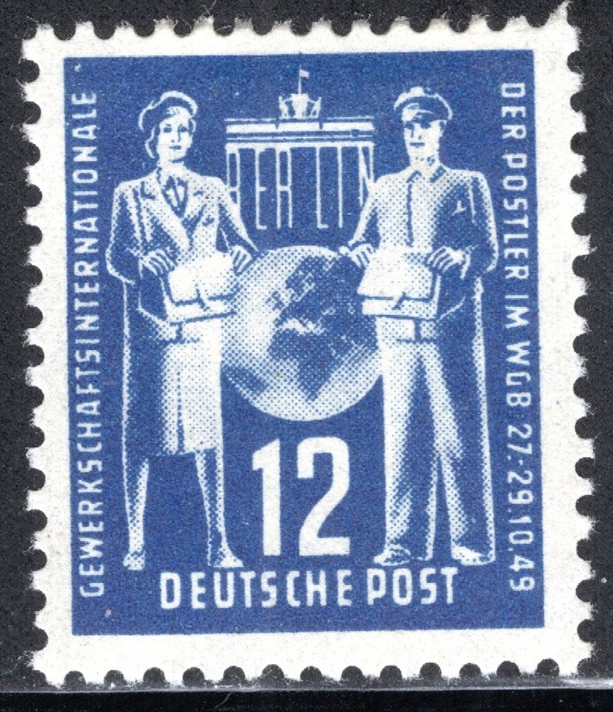 German DDR Stamp Scott #49, 12pf, Letter Carriers, MLH, SCV$6.00