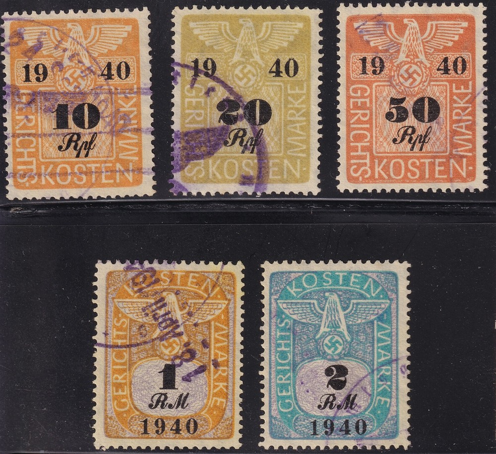 Stamp Germany Poland Revenue WWII Court Document Fee 1940 Selection Used