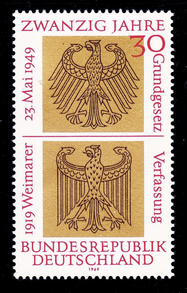 BRD FRG #Mi585 MNH 1969 Federal Weimar Heraldic Eagles [998 YT448 SG1487]