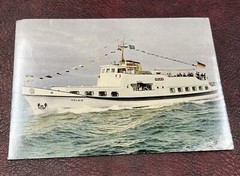 Vintage German postcard Germany Postal card Bundespost Brodersby Boat w stamp